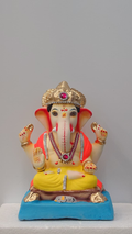Elegant Pink Eco-Friendly Ganesh Idol 10inch – Ornate Golden Crown