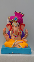 Royal Purple Eco-Friendly Ganesh Idol 10inch – Traditional Pagdi Design