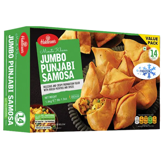 HALDIRAM FROZ. JUMBO PUNJABI
SAMOSA (14PC) 1.4 kg