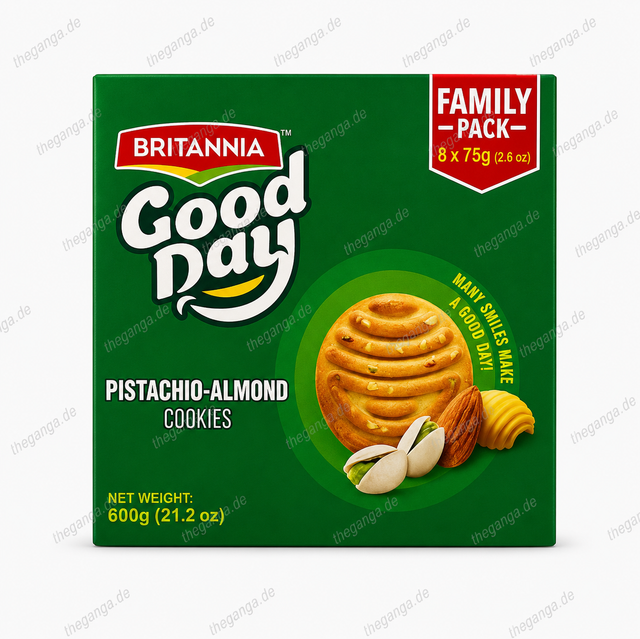 BRITANNIA BISCUITS GOOD DAY
PISTACHIO ALMOND (8 x 75g) 600g