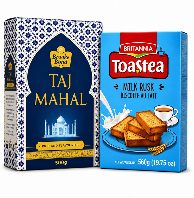 TAJ MAHAL TEA 500g + BRITANNIA TOASTTEA MILK RUSK 560g