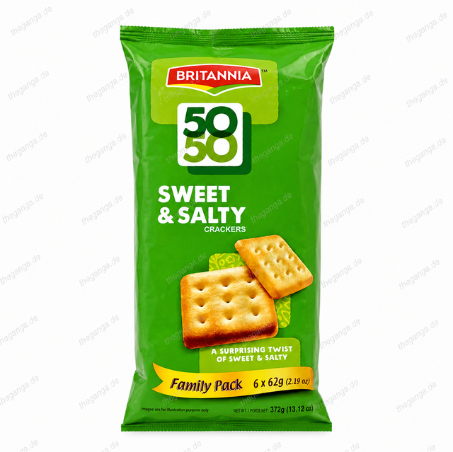 BRITANNIA BISCUITS 50-50 SWEET & SALTY (6 x 62g) 372g